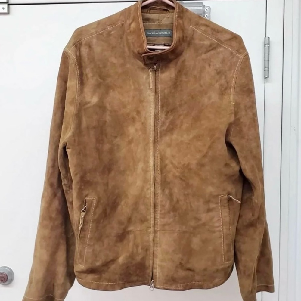 Mens Banana Republic suede leather jacket medium
